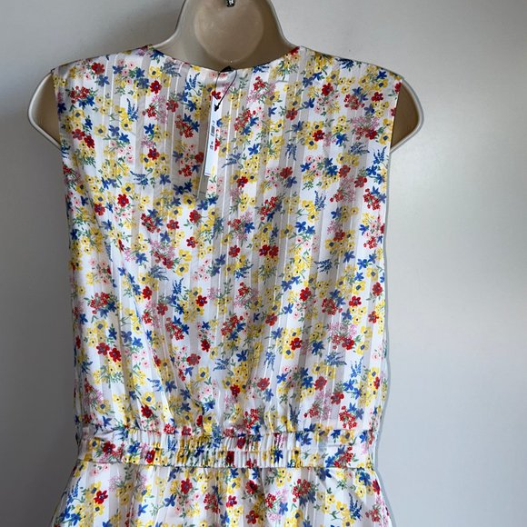 NWT Banana Republic‎ Double Ruffle Floral Sleeveless Dress Size 14P - Picture 6 of 8
